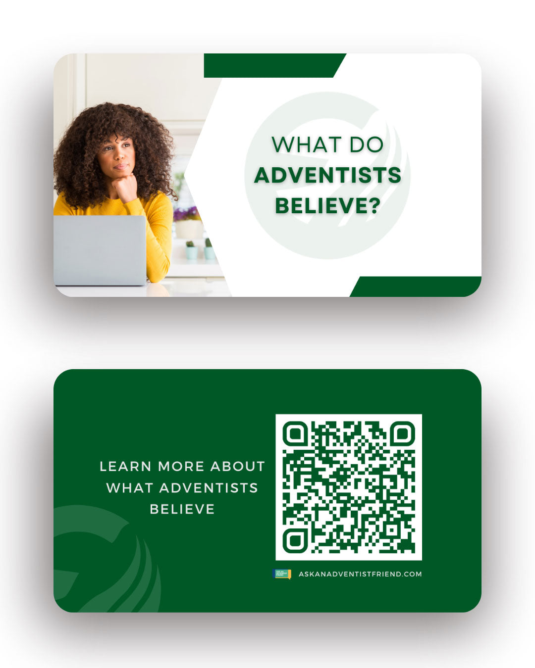 The front and back of an AAAF card on what Adventsits believe