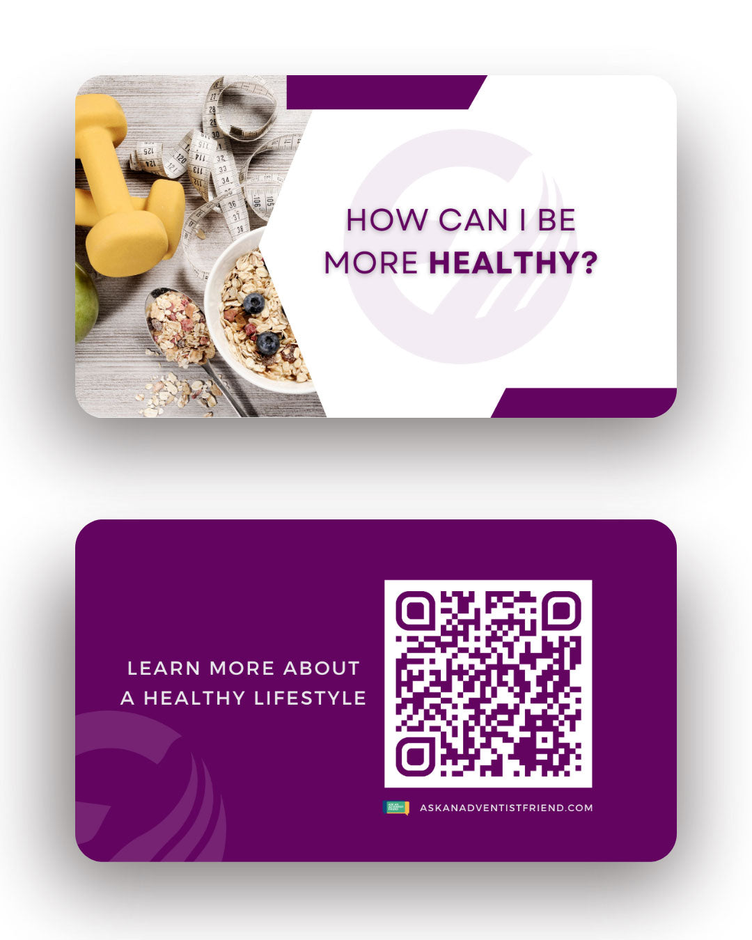 The front and back of an AAAF card on healthy living