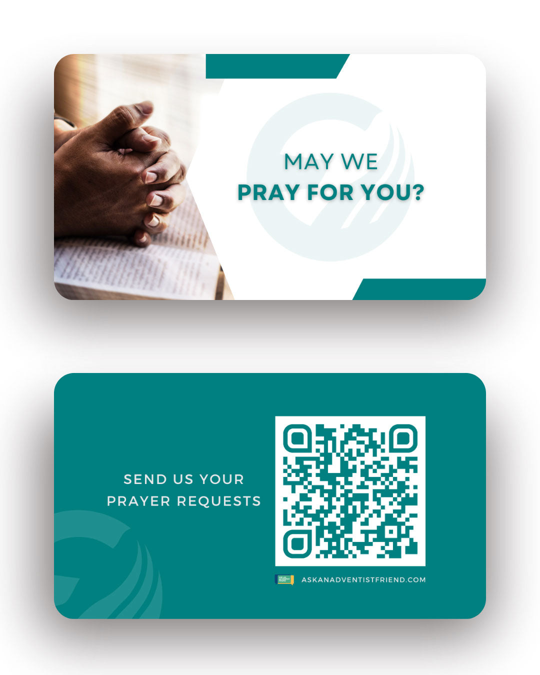 The front and back of an AAAF card asking for prayer requests